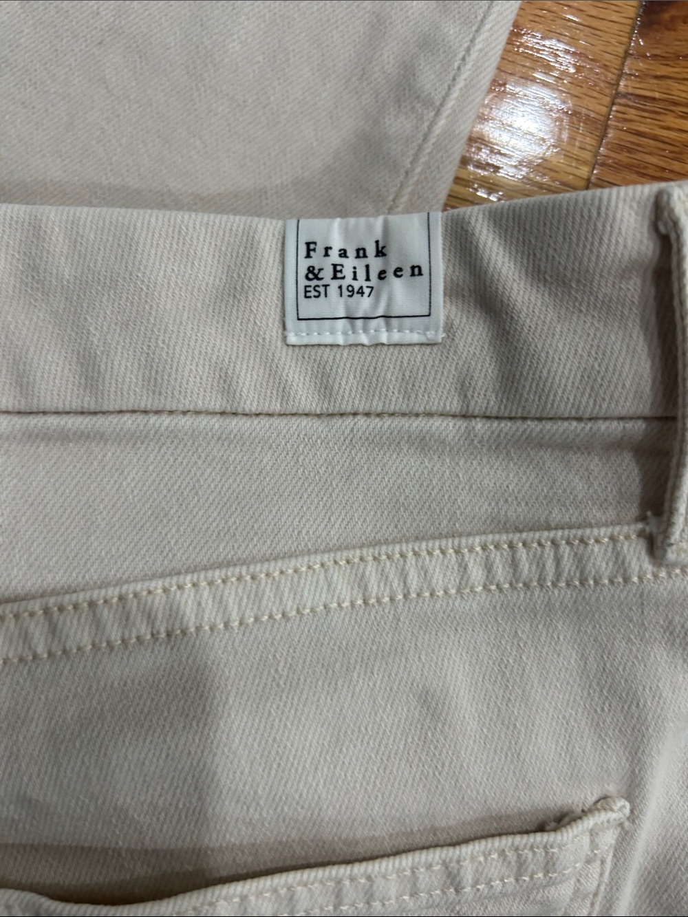 Frank & Eileen Cream Wide Leg Jeans with Frayed Hem - Picture 5 of 6